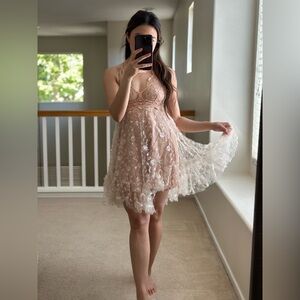 Free People Adella Sequin Slip Champagne XS EUC